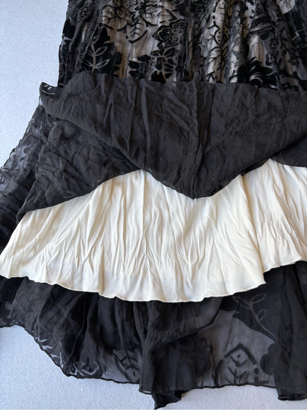 Karen Kane Black Velvet Floral Burnout Maxi Skirt sz XL NWT Elegant Boho Evening - Picture 7 of 7